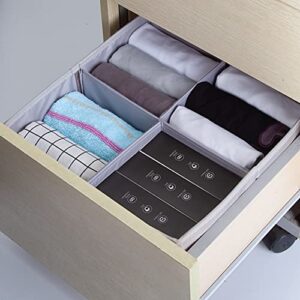 Drawer Organizer, TopMade Foldable Underwear Drawer Organization Clothes Drawer Dividers Desk Closet Organizer Dresser Fabric Bin Shelves Storage Baskets Box for Bra Sock Ties, 4 Cell Drawer Organizer