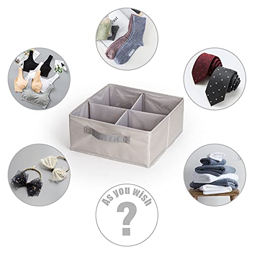 Drawer Organizer, TopMade Foldable Underwear Drawer Organization Clothes Drawer Dividers Desk Closet Organizer Dresser Fabric Bin Shelves Storage Baskets Box for Bra Sock Ties, 4 Cell Drawer Organizer