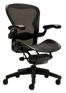 herman miller aeron size b office chair | adjustable arms | rear tilt limiter | lumbar support pad ( renewed)