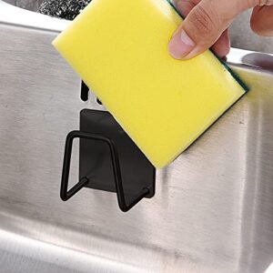 2 Pack Adhesive Sponge Holder Sponge Organization for Kitchen Sink No Drilling Sink Caddy Stainless Steel Waterproof Rustproof Dry Fast Sponge Accessories (Black)