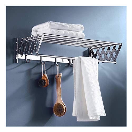 ZCXBHD Drying Rack for Bathroom Clothes Airer 304 Stainless Steel Wall-Mounted Collapsible Polished Perforated Installation 50-80cm (Size : 60cm)