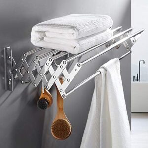 ZCXBHD Drying Rack for Bathroom Clothes Airer 304 Stainless Steel Wall-Mounted Collapsible Polished Perforated Installation 50-80cm (Size : 60cm)