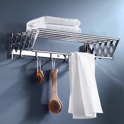 ZCXBHD Drying Rack for Bathroom Clothes Airer 304 Stainless Steel Wall-Mounted Collapsible Polished Perforated Installation 50-80cm (Size : 60cm)