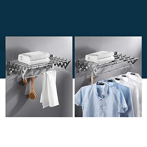 ZCXBHD Drying Rack for Bathroom Clothes Airer 304 Stainless Steel Wall-Mounted Collapsible Polished Perforated Installation 50-80cm (Size : 60cm)