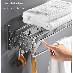 ZCXBHD Drying Rack for Bathroom Clothes Airer 304 Stainless Steel Wall-Mounted Collapsible Polished Perforated Installation 50-80cm (Size : 60cm)