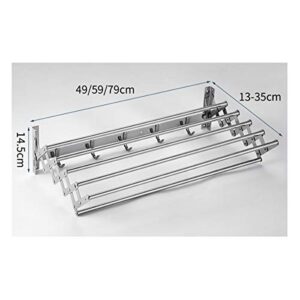 ZCXBHD Drying Rack for Bathroom Clothes Airer 304 Stainless Steel Wall-Mounted Collapsible Polished Perforated Installation 50-80cm (Size : 60cm)