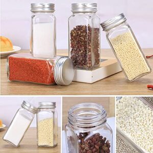 Homerove 6oz Spice Jars Bottles, 30pcs Empty Square Spice Containers with Shaker Lids and Airtight Metal Caps(30pcs Blank Lables, Silicone Funnel and Brush Included)