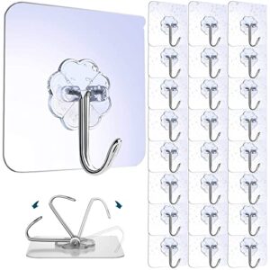 starsea self adhesive hooks, 26 pack heavy duty anti-skid traceless sticky hook(max 22lb), waterproof sticky handy hooks for kitchen/clothes/office/closet/bathroom/ceiling/hanger