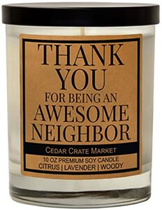 thanks for being an awesome neighbor - hello neighbor, house warming gifts for new home, hostess gift, funny candles for women, housewarming presents for new house, new apartment, thank you neighbor