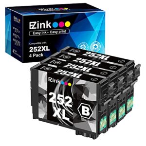e-z ink (tm remanufactured ink cartridge replacement for epson 252 t252 t252120 to use with workforce wf-7110 wf-7710 wf-7720 wf-3640 wf-3620 standard capacity (4 black) 4 pack