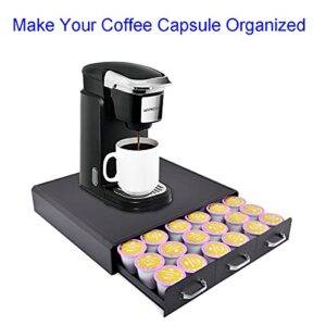 Coffee Pod Storage Drawer Coffee Capsule Organize Drawer Coffee Maker Holder Organizer,Compatible with 36 Capacity K-Cup or 48 Nespresso Capsule, Black