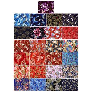 MILISTEN 25 Sheets Cotton Fabric Bundle Flower Printed Fabric Japanese Style Cotton Wrapping Cloth Squares Quilting Fabric for Scrapbooking Sewing DIY Crafts, 20X25CM