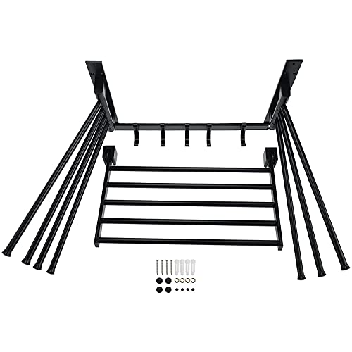 Xeternity-Made XMSound Clothes Drying Rack ,Wall Mounted Swivel Towel Rack & Hooks and Swing Arms , for Laundry Room and Bathroom