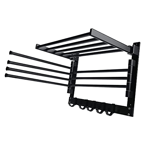 Xeternity-Made XMSound Clothes Drying Rack ,Wall Mounted Swivel Towel Rack & Hooks and Swing Arms , for Laundry Room and Bathroom