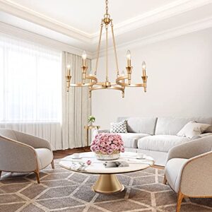 classy leaves Chandeliers for Dining Rooms, Chandeliers Modern, 6 Light Gold Chandelier Light Fixture for Living Room, Bedroom, 25" W x 25" L x 26.8" H