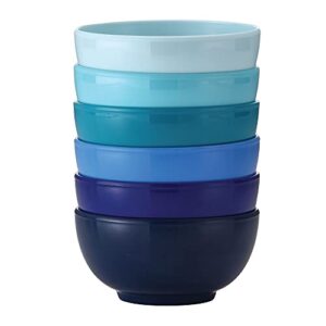 french bull melamine mini bowls for snacks, side dishes, dessert, dipping sauces or ice cream - colorful assorted set of 6-10 ounce - 4" bowls - shades of blue