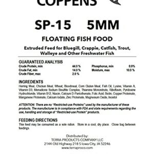 Alltech Coppens SP-15 5mm Floating Fish Food - Extruded Feed for All Pond-Raised Bluegill, Crappie, Catfish, Trout and Other Freshwater Fish - 44 LBs