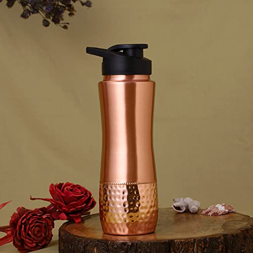 Pure Copper Water Bottle with Sipper, 900 Ml Capacity (30.4 US Fl Ounce) For Ayurveda Health Benefits