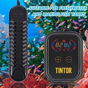 Submersible Aquarium Heater, 800W/1200W fish tank heater, double tube heating, rapid heating and energy saving, LED digital temperature controller, suitable for sea water and fresh water(1200W)