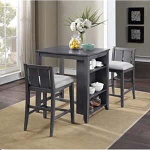 New Classic Furniture Heston Storage Counter Table Set with Two Chairs, 36-Inch, Gray