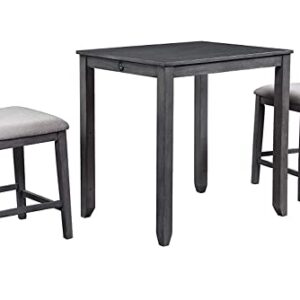 New Classic Furniture Heston Storage Counter Table Set with Two Chairs, 36-Inch, Gray