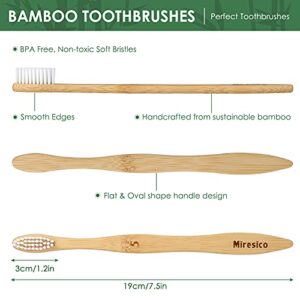 Miresico Bamboo Toothbrushes (10 Piece), BPA Free Toothbrush Medium Soft Bristles Bamboo, Eco-Friendly, Natural, Green Tooth Brushes, Biodegradable, Compostable & Organic Charcoal Wooden Tooth Brush