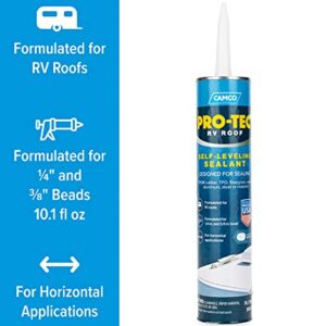 Camco Self-Leveling RV Roof Sealant | Creates a Strong Seal Along Your RV's Roof Edges, Vent Pipes & Air Vents | Easy to Apply | for Horizontal Applications (41464), White