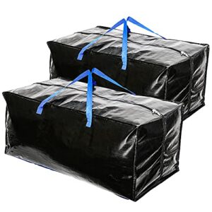 2pcs large size 112l storage bags with backpack straps & strong handles & zippers for moving, travelling, camping, gardening tools, christmas holiday decorations storage, 31.5×15.8×13.8inch, black