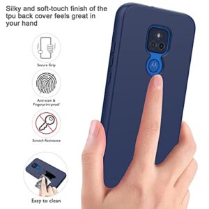 for Moto G Play 2021 Case with Built-in Screen Protector, Full Body Protection Shockproof Cover Case, [Rugged PC Front Bumper + Soft TPU Back Cover] Armor Protective Phone Case (Navy Blue)