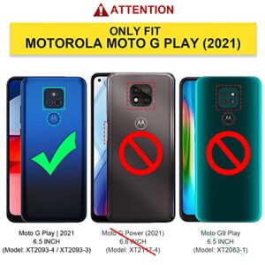 for Moto G Play 2021 Case with Built-in Screen Protector, Full Body Protection Shockproof Cover Case, [Rugged PC Front Bumper + Soft TPU Back Cover] Armor Protective Phone Case (Navy Blue)