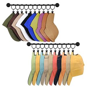 viklluyr hat wall rack cap organizer: baseball hat racks display holder with 20 hooks - modern metal black hats storage wall mounted caps hanger set of 2 for closet door bedroom entryway laundry