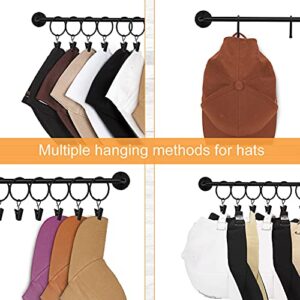 Viklluyr Hat Wall Rack Cap Organizer: Baseball Hat Racks Display Holder with 20 Hooks - Modern Metal Black Hats Storage Wall Mounted Caps Hanger Set of 2 for Closet Door Bedroom Entryway Laundry