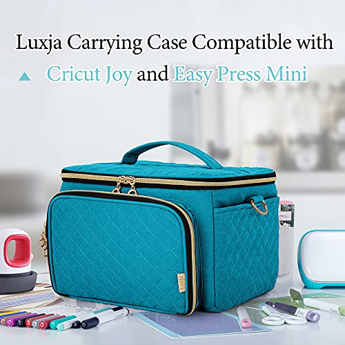 LUXJA Carrying Case Compatible with Cricut Joy and Easy Press Mini, Carrying Bag with Supplies Storage Sections, Teal