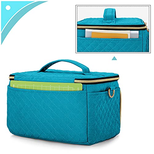 LUXJA Carrying Case Compatible with Cricut Joy and Easy Press Mini, Carrying Bag with Supplies Storage Sections, Teal