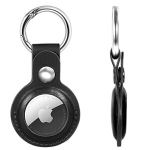 yuevan airtags case anti-scratch protective skin compatible with airtag tracker finder keychain (black)