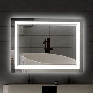 24" x 32" led bathroom mirror wall-mounted vanity anti-fog mirror dimmable adjustable light led makeup mirror vertical/horizontal