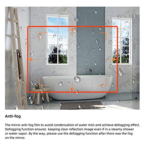 24" x 32" LED Bathroom Mirror Wall-Mounted Vanity Anti-Fog Mirror Dimmable Adjustable Light LED Makeup Mirror Vertical/Horizontal