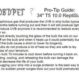 Zoomed Reptisun 34" 10.0 T5HO UV-B Bulb - Includes Attached DBDPet Pro-Tip Guide - Great for Bearded Dragons, and Chameleons