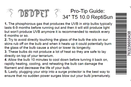 Zoomed Reptisun 34" 10.0 T5HO UV-B Bulb - Includes Attached DBDPet Pro-Tip Guide - Great for Bearded Dragons, and Chameleons