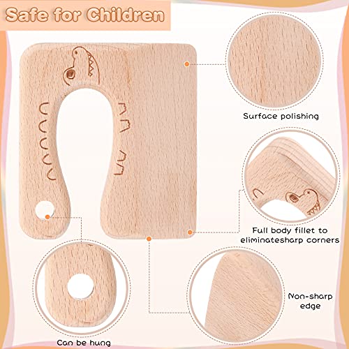 Honoson 4 Pieces Wooden Kids Knife 2 Patterns Safe Cutting Knife Wooden Cooking Chopper Kitchen Tools for Toddlers Cutting Fruit and Vegetable, for 2-8 Years Old