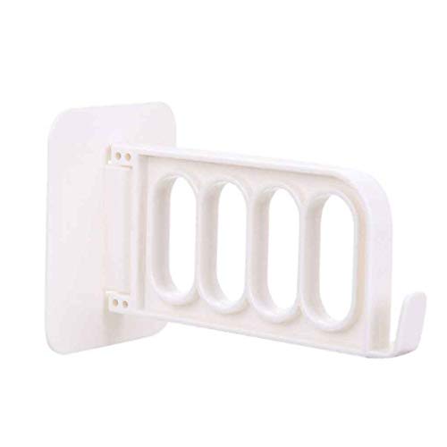 JEONSWOD Hanger Hooks, Clothes Storage Rack, Multi Function Self Adhesive Wall Hanging Coat Plastic Clothes Dryer Rack Hanging Holder (Color : White)