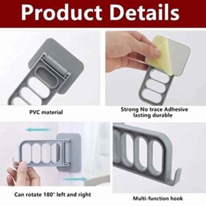 JEONSWOD Hanger Hooks, Clothes Storage Rack, Multi Function Self Adhesive Wall Hanging Coat Plastic Clothes Dryer Rack Hanging Holder (Color : White)