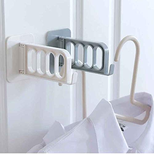 JEONSWOD Hanger Hooks, Clothes Storage Rack, Multi Function Self Adhesive Wall Hanging Coat Plastic Clothes Dryer Rack Hanging Holder (Color : White)