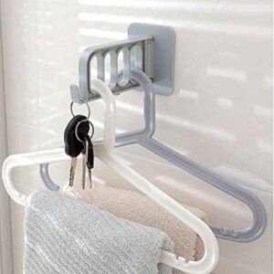 JEONSWOD Hanger Hooks, Clothes Storage Rack, Multi Function Self Adhesive Wall Hanging Coat Plastic Clothes Dryer Rack Hanging Holder (Color : White)