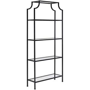 pemberly row 4 shelf glass etagere bookcase in oil rubbed bronze