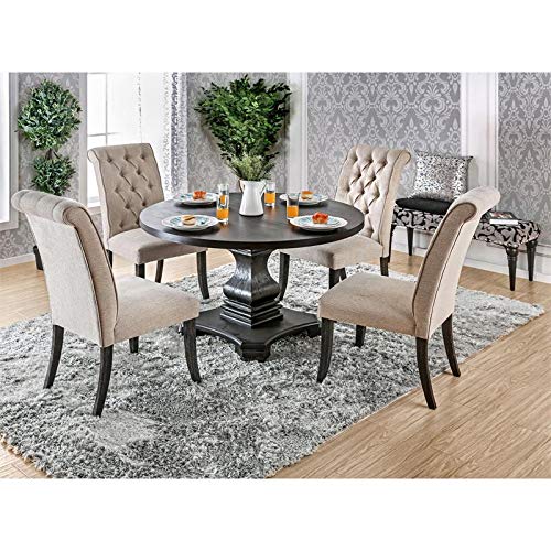 BOWERY HILL 48-inch Wood Round Dining Table in Antique Black