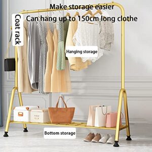 AKDXM Metal Hanger Drying Rack Independent Coat Rack Weighing 90Kg Clothes Rail with Rail 4 Hooks Multifunctional Practical Bedroom Single-Pole Hanger Suitable Small Spaces,Rose Gold,120x41x150cm