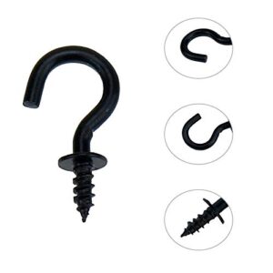 Mini Ceiling Screw Hooks, 200 Pieces 1/2 Inch Cup Hooks Screw-in Hooks for Hanging Plants Mug Arts Decorations, Black