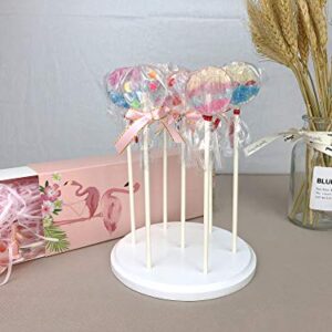 NANGOPOP 2 Pack Cake Pop Stand - 7 Hole Wood Lollipop Holder Display Round Candy or Sucker Stand for Wedding, Birthday Party, White