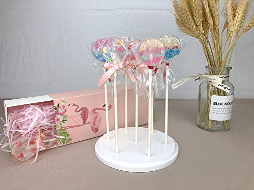 NANGOPOP 2 Pack Cake Pop Stand - 7 Hole Wood Lollipop Holder Display Round Candy or Sucker Stand for Wedding, Birthday Party, White